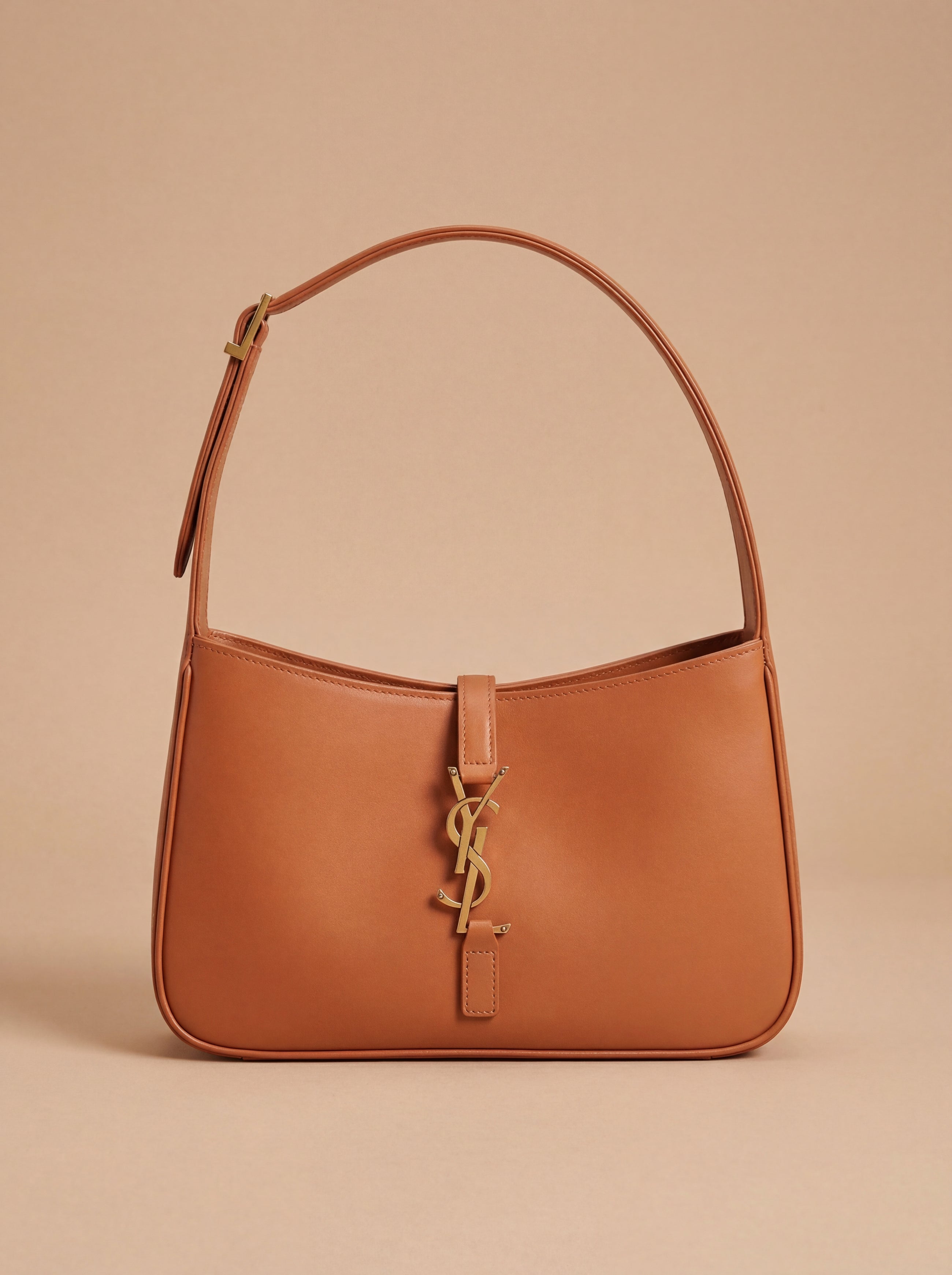 Saint Laurent Calf Leather Hobo Shoulder Bag