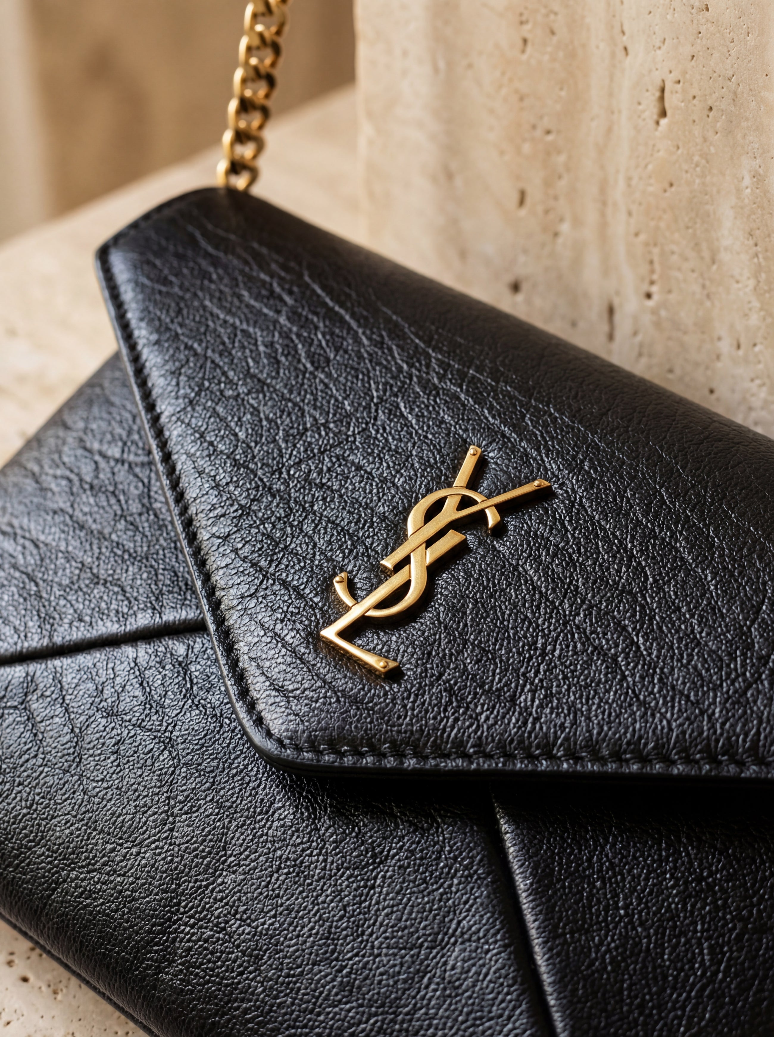 Saint Laurent Lambskin Chain Clutch Bag