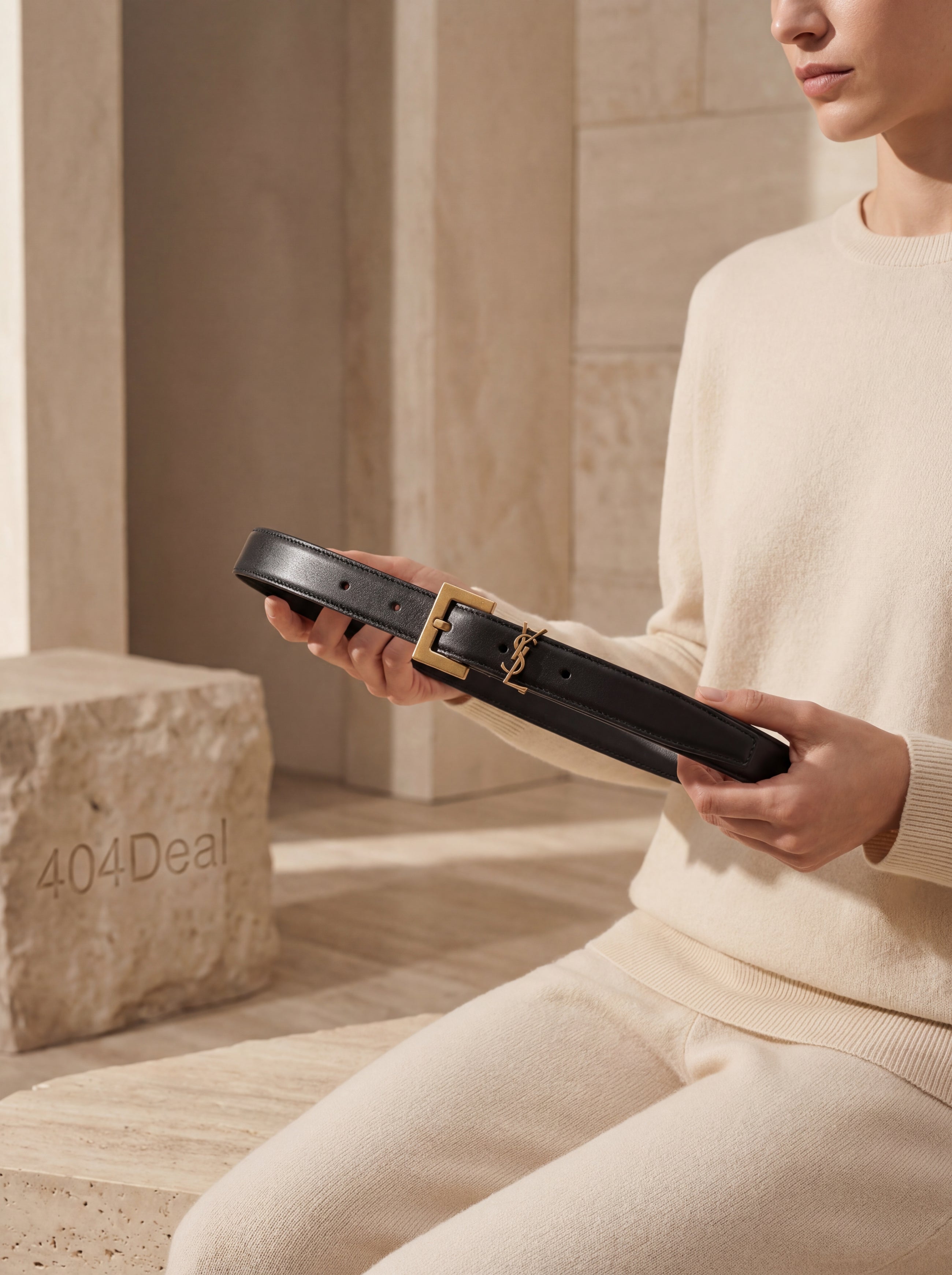 Saint Laurent Calf Leather Thin Belt