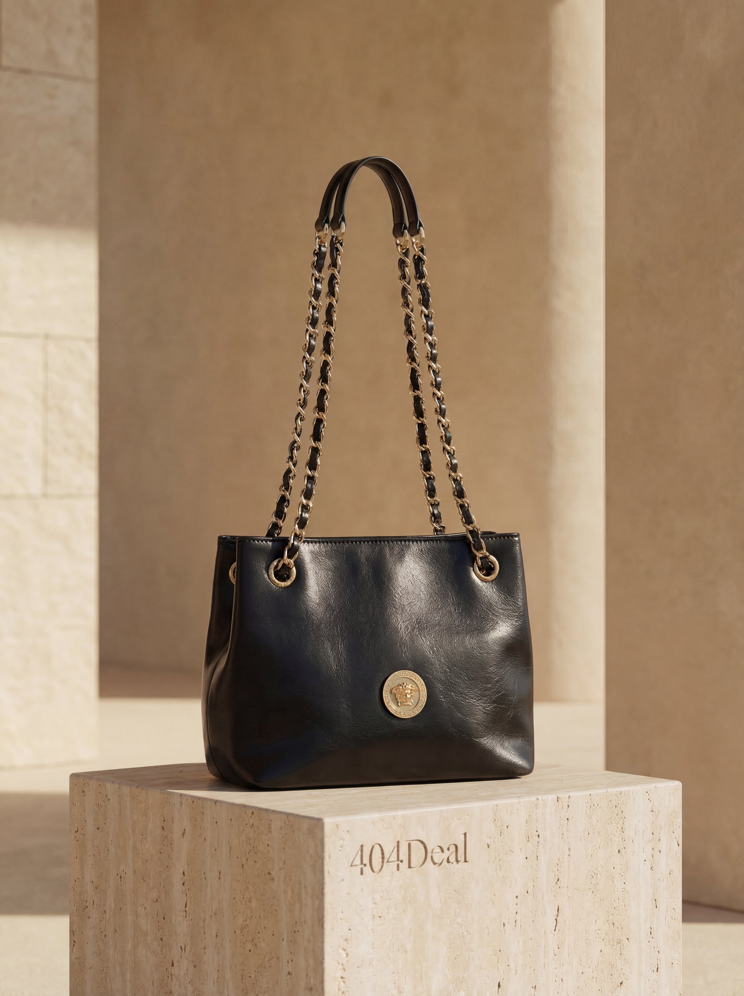 Versace Medusa Chain Leather Shoulder Bag