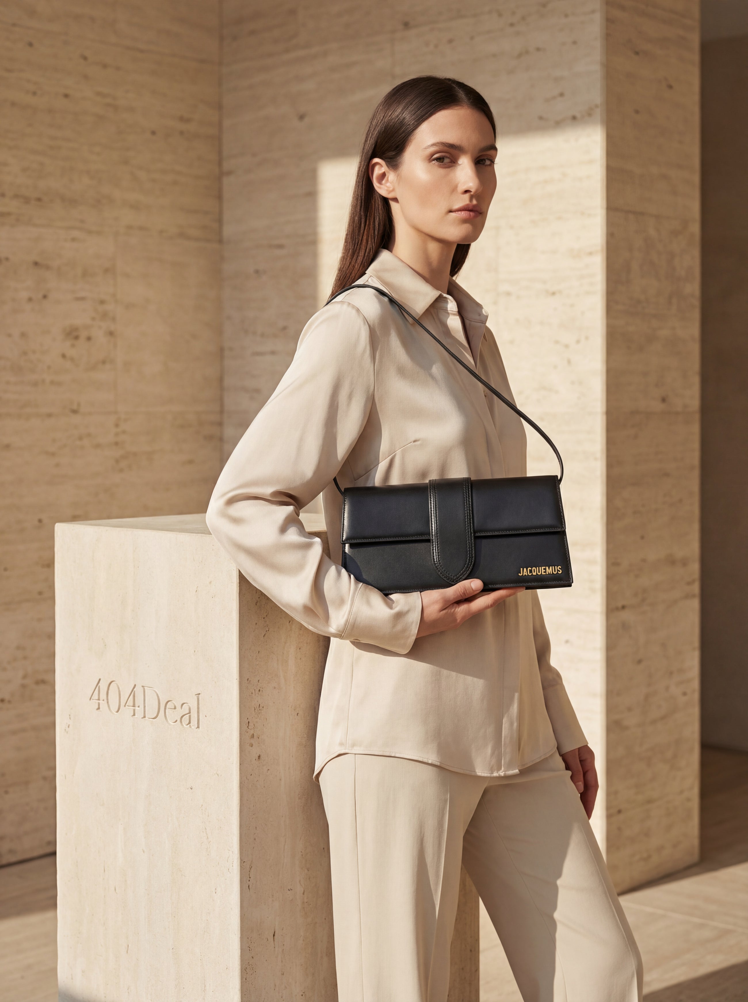 Sac long Jacquemus Le Bambino en cuir noir