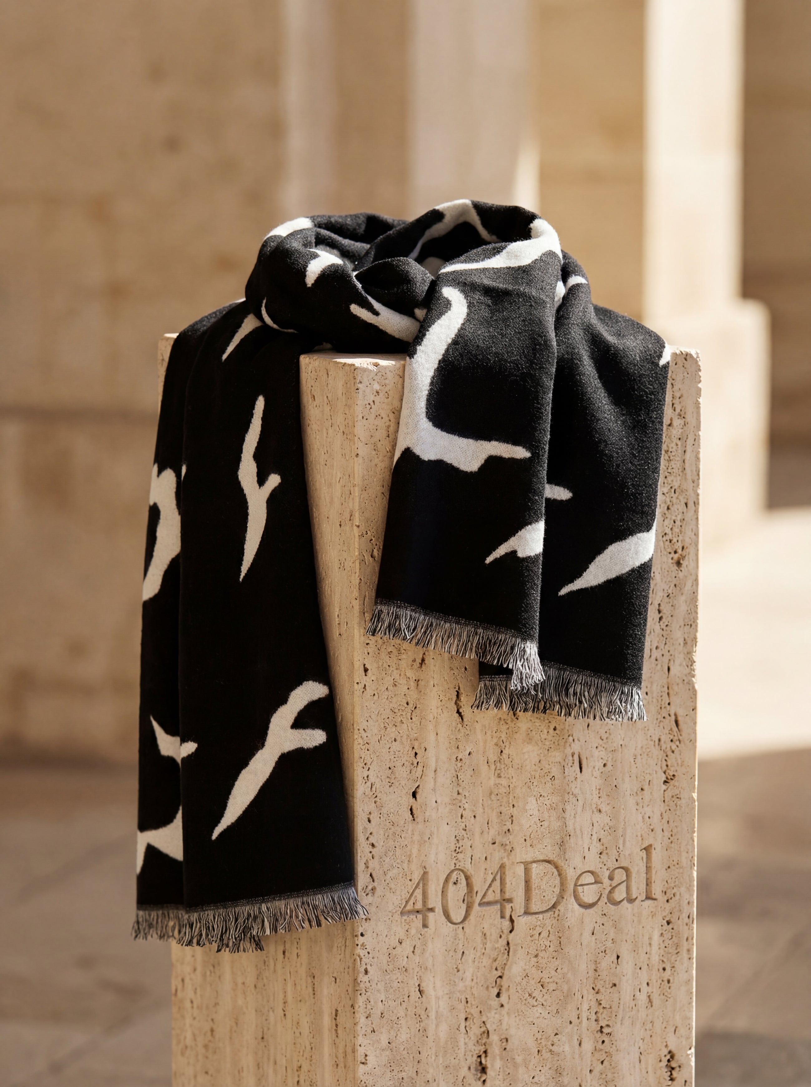 Givenchy Black White Wool Unisex Winter Warm Scarf Wrap Shawl