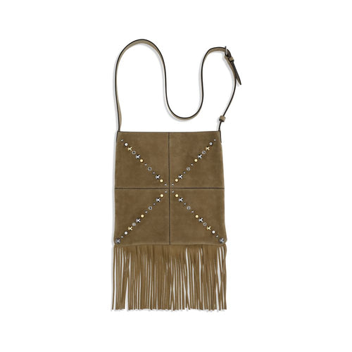 Beige Suede Shoulder Bag