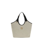 Versace La Medusa Shoulder Bag in Beige Cotton