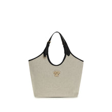 Versace La Medusa Shoulder Bag in Beige Cotton