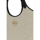 Versace La Medusa Shoulder Bag in Beige Cotton