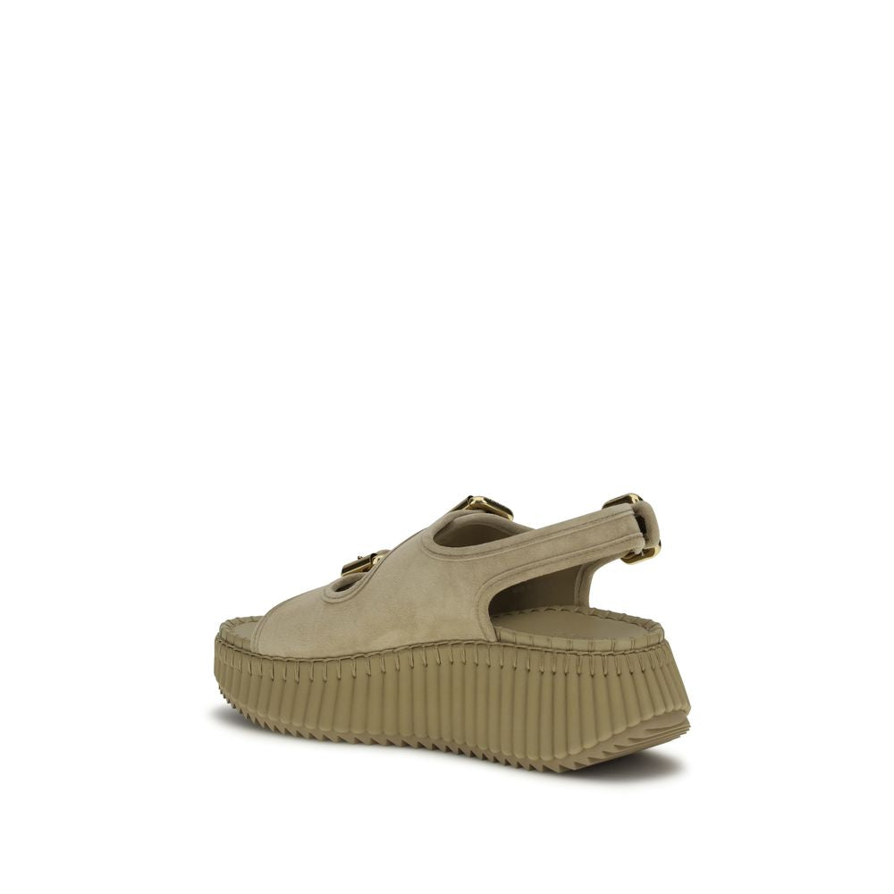 Chloé — Sandales Compensées Nama en Cuir de Vachette