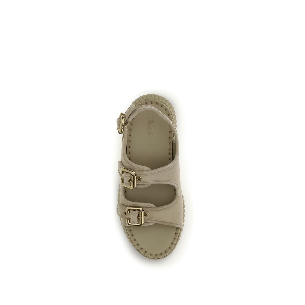Chloé — Sandales Compensées Nama en Cuir de Vachette