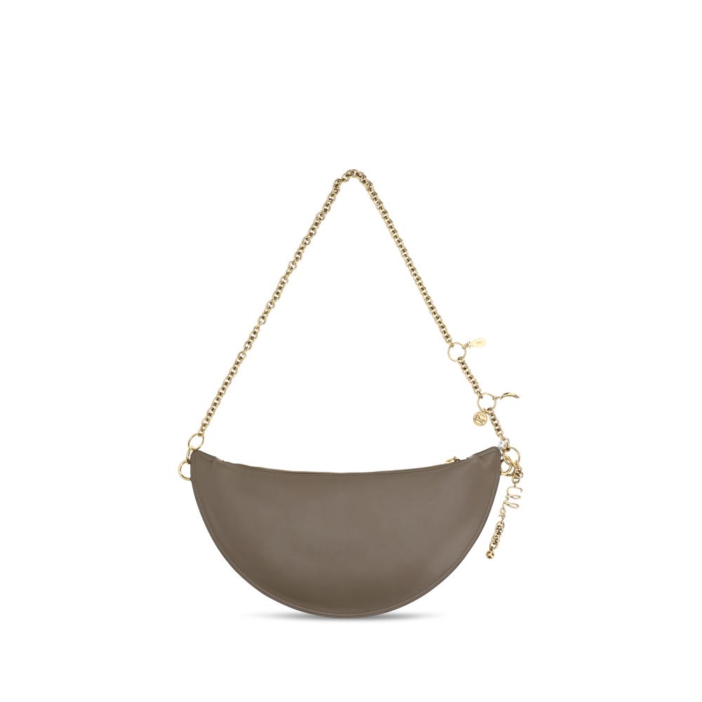 Grey Leather Shoulder Bag