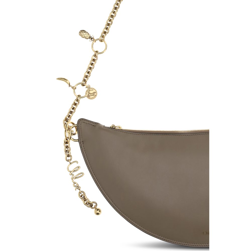 Grey Leather Shoulder Bag