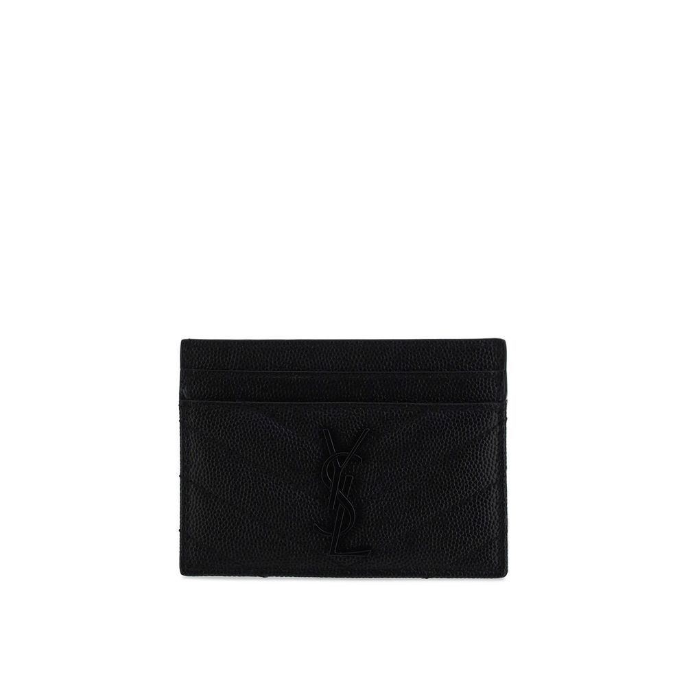 Portefeuille Saint Laurent en cuir de veau Bos Taurus noir