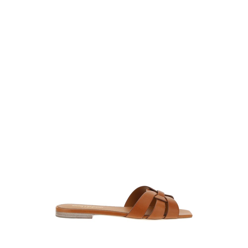 Saint Laurent Woven Strap Sandals in Calf Leather