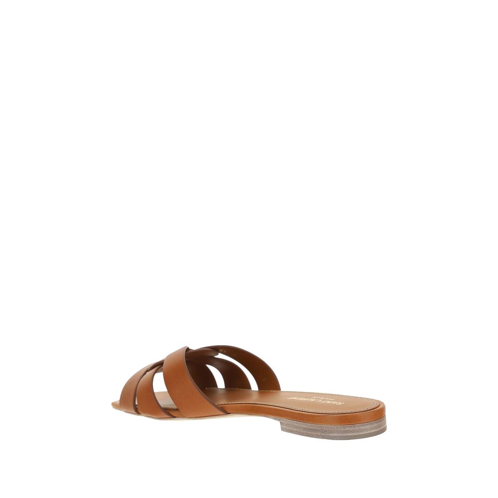 Saint Laurent Woven Strap Sandals in Calf Leather