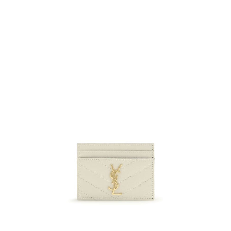 Saint Laurent Calf Leather Bos Taurus Wallet in Beige