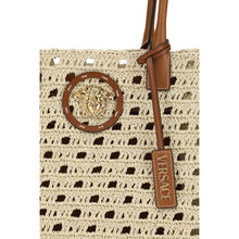 Versace Tote Handbag in Beige Cotton