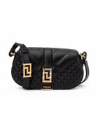 Versace Quilted Shoulder Strap Bag in Black Leather