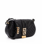 Versace Quilted Shoulder Strap Bag in Black Leather
