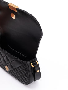 Versace Quilted Shoulder Strap Bag in Black Leather