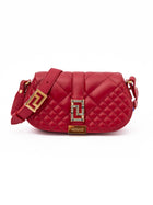 Versace Quilted Shoulder Strap Bag in Red Leather