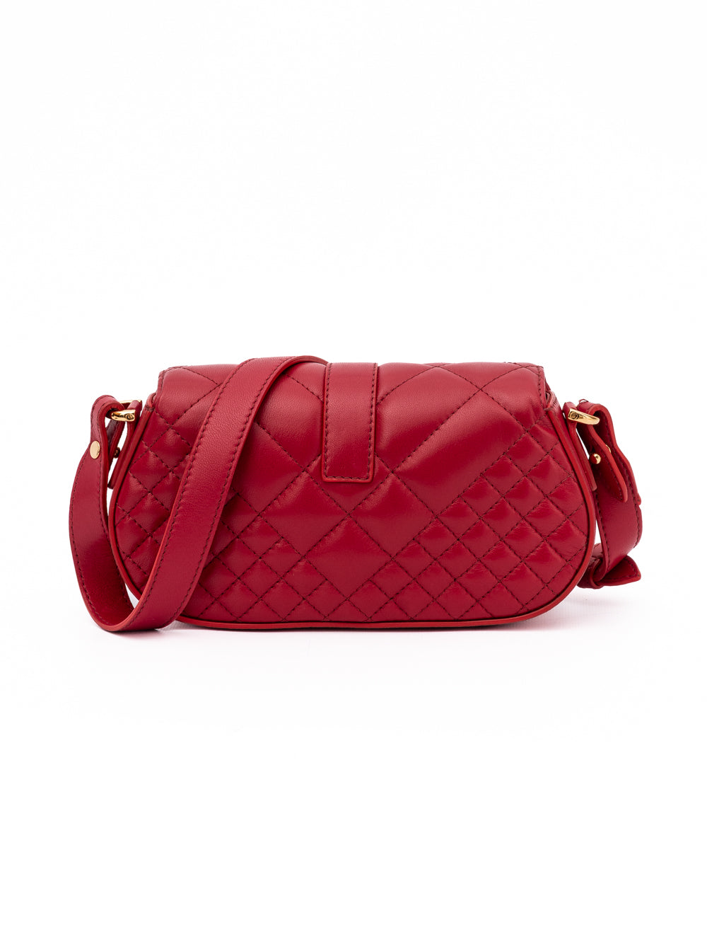 Versace Quilted Shoulder Strap Bag in Red Leather