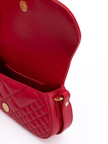 Versace Quilted Shoulder Strap Bag in Red Leather