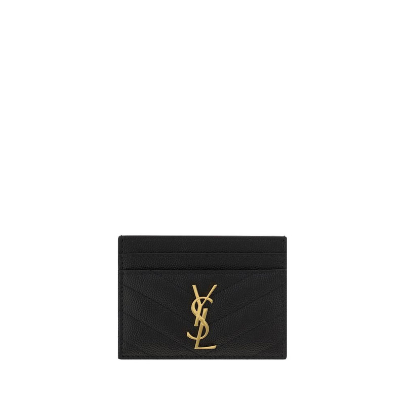 Saint Laurent Calf Leather Bos Taurus Cardholder in Black
