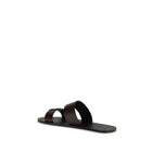 Saint Laurent — Babylone Flat Sandals in Smooth Leather