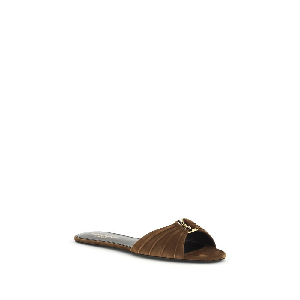 Sandales plates Babylone Saint Laurent en cuir suédé