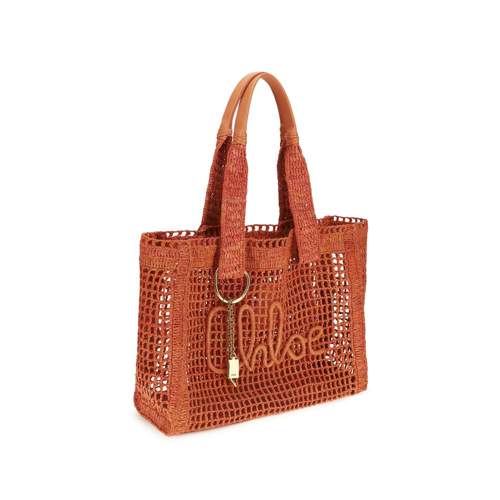 Chloé — Large Summer Banana East-West Tote in Raffia