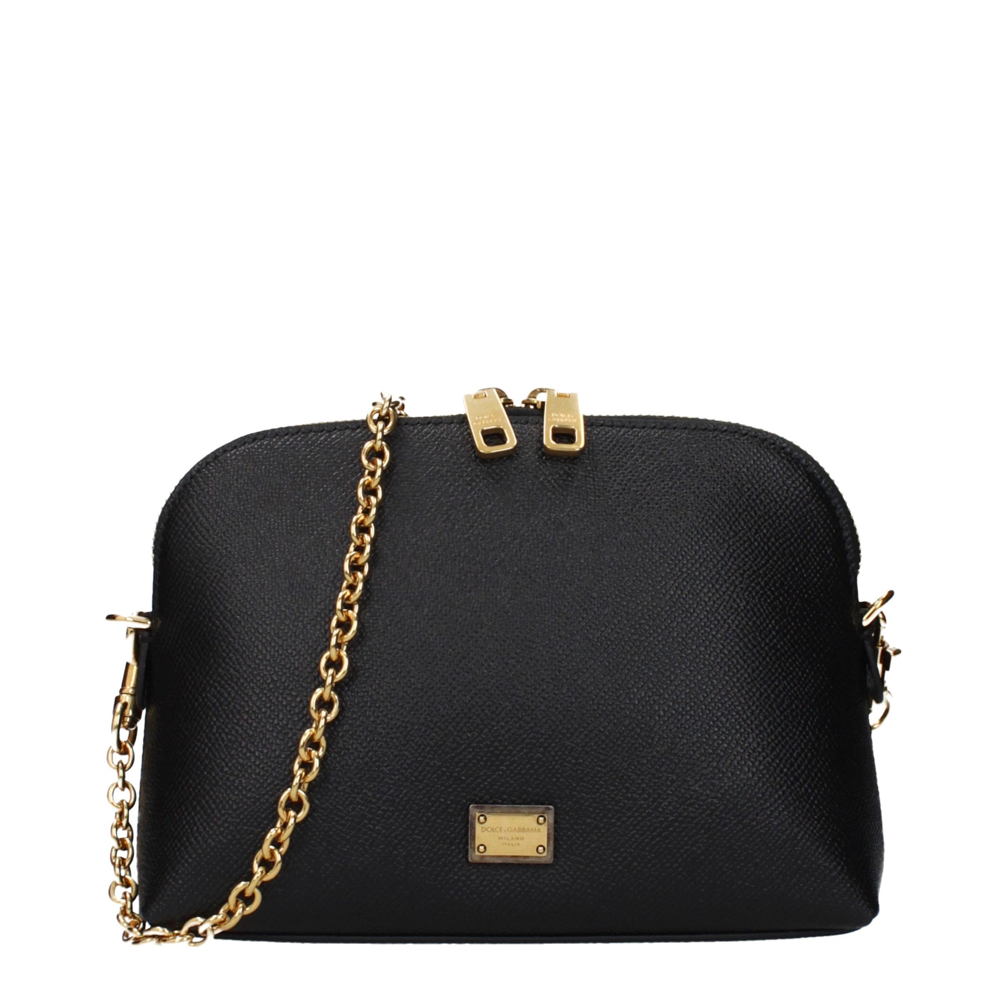 Dolce & Gabbana — Sac Bandoulière en Cuir Grainé Noir