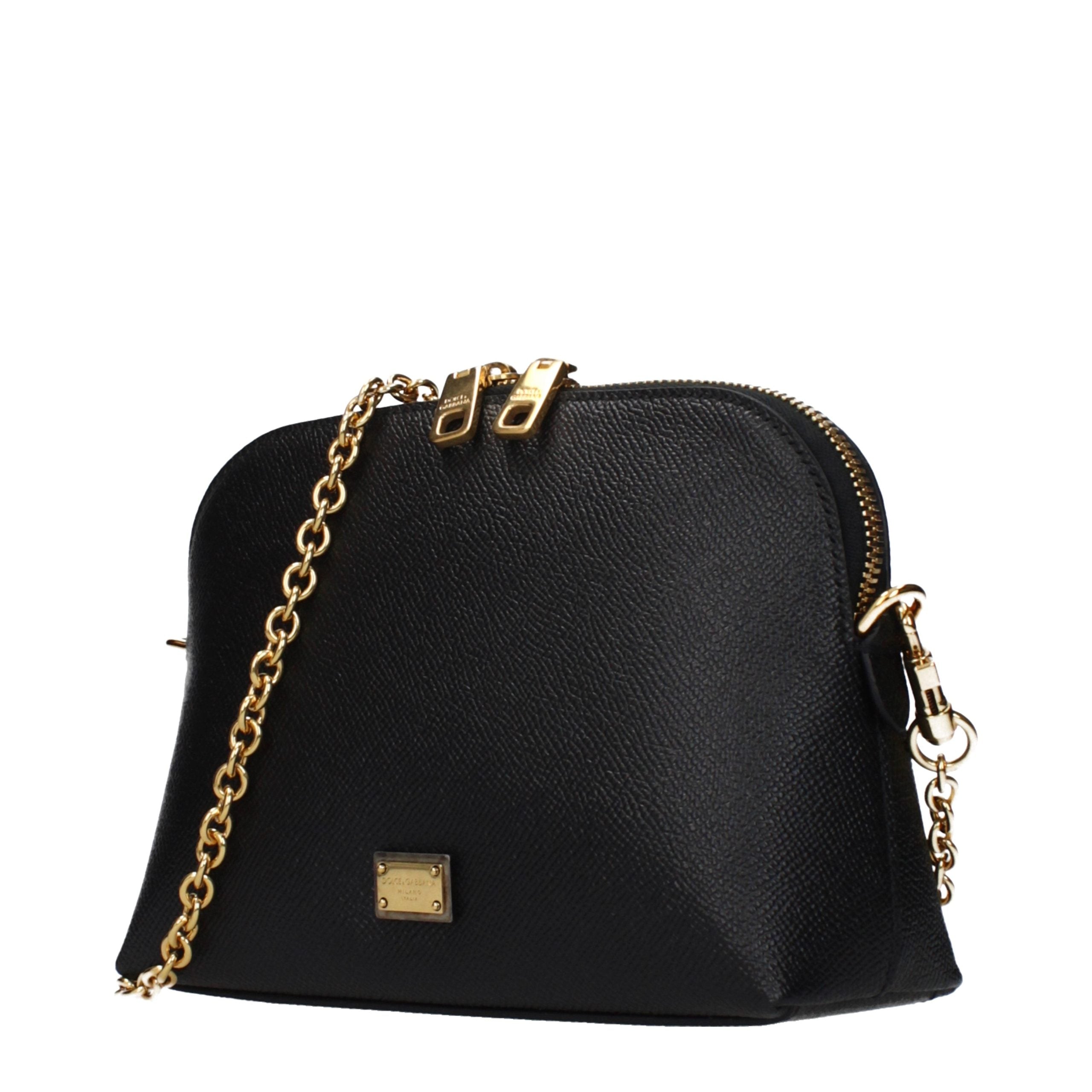 Dolce & Gabbana — Sac Bandoulière en Cuir Grainé Noir