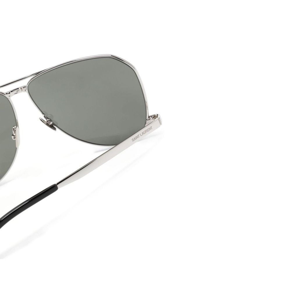 Saint Laurent — Silver Metal Aviator Sunglasses