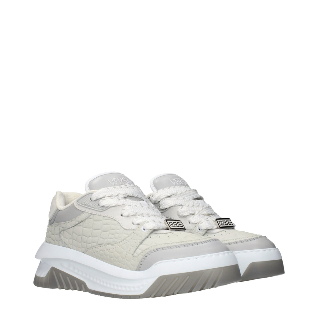 Grey Leather Sneakers