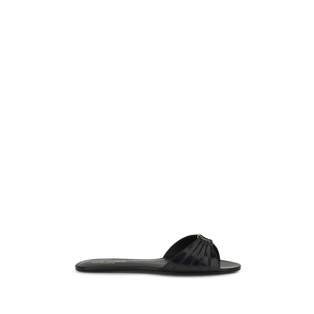 Saint Laurent Babylone Flat Sandals in Smooth Leather