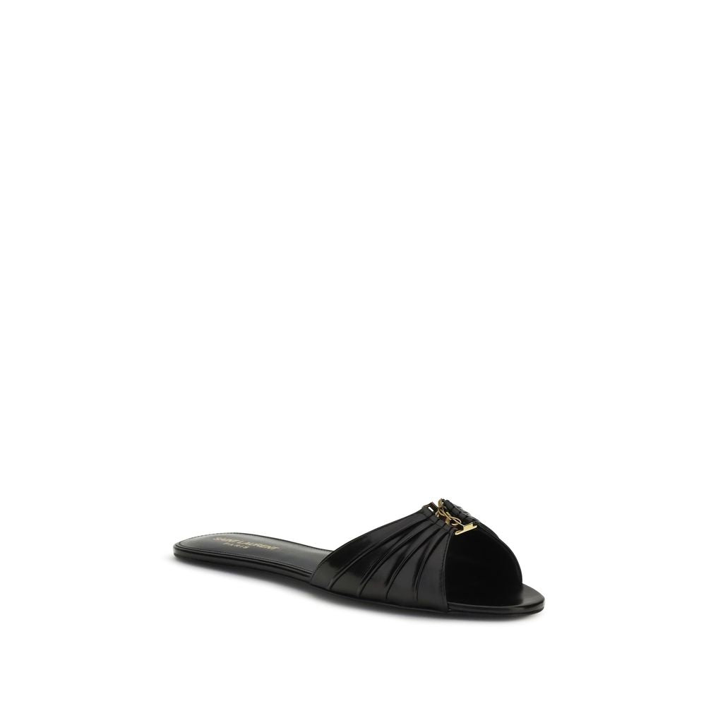 Saint Laurent Babylone Flat Sandals in Smooth Leather
