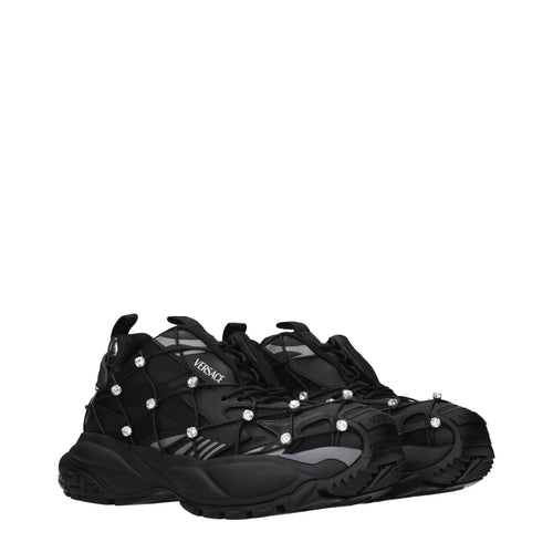 Black Fabric Chunky Sneakers