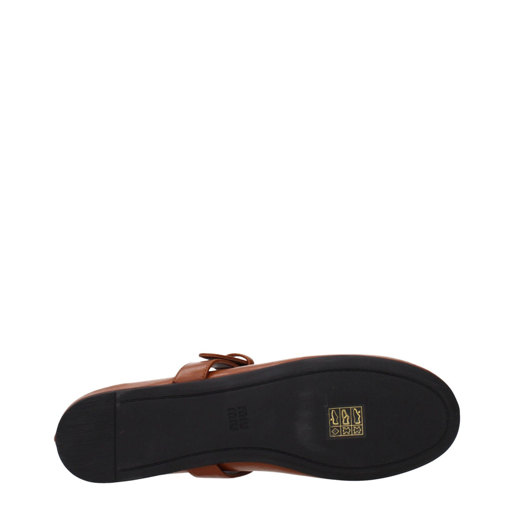 Leather Ballet Flats – Brown