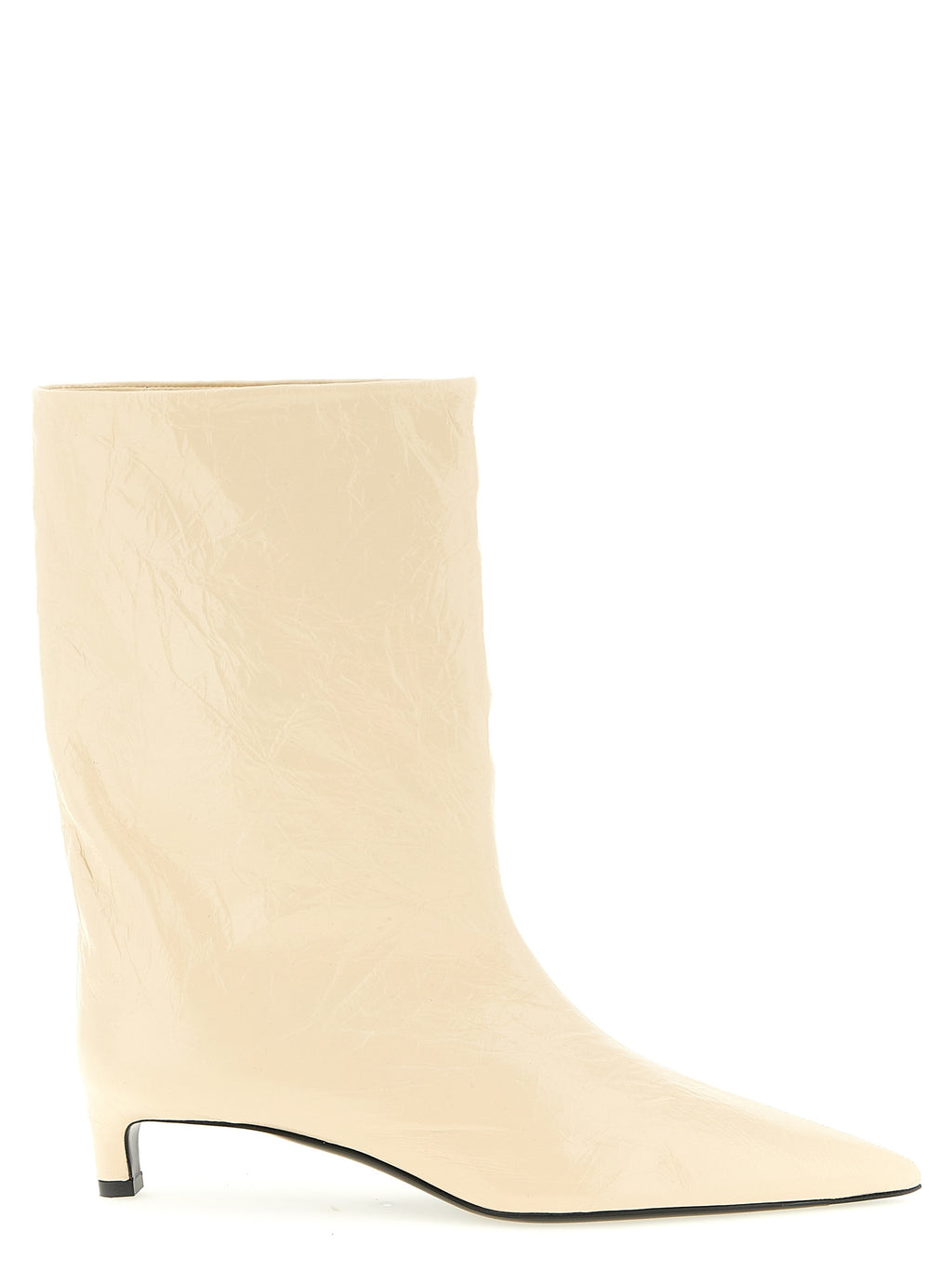Beige Leather Ankle Boots