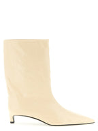 Beige Leather Ankle Boots