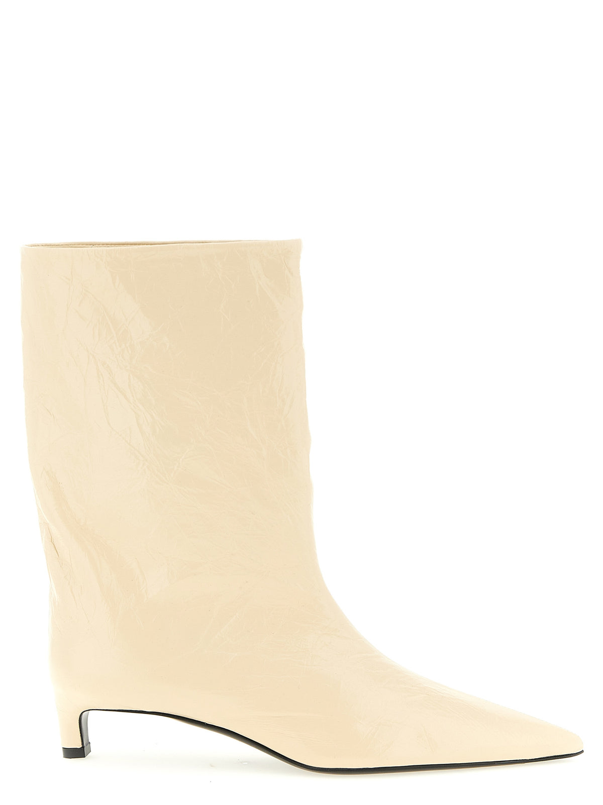 Beige Leather Ankle Boots