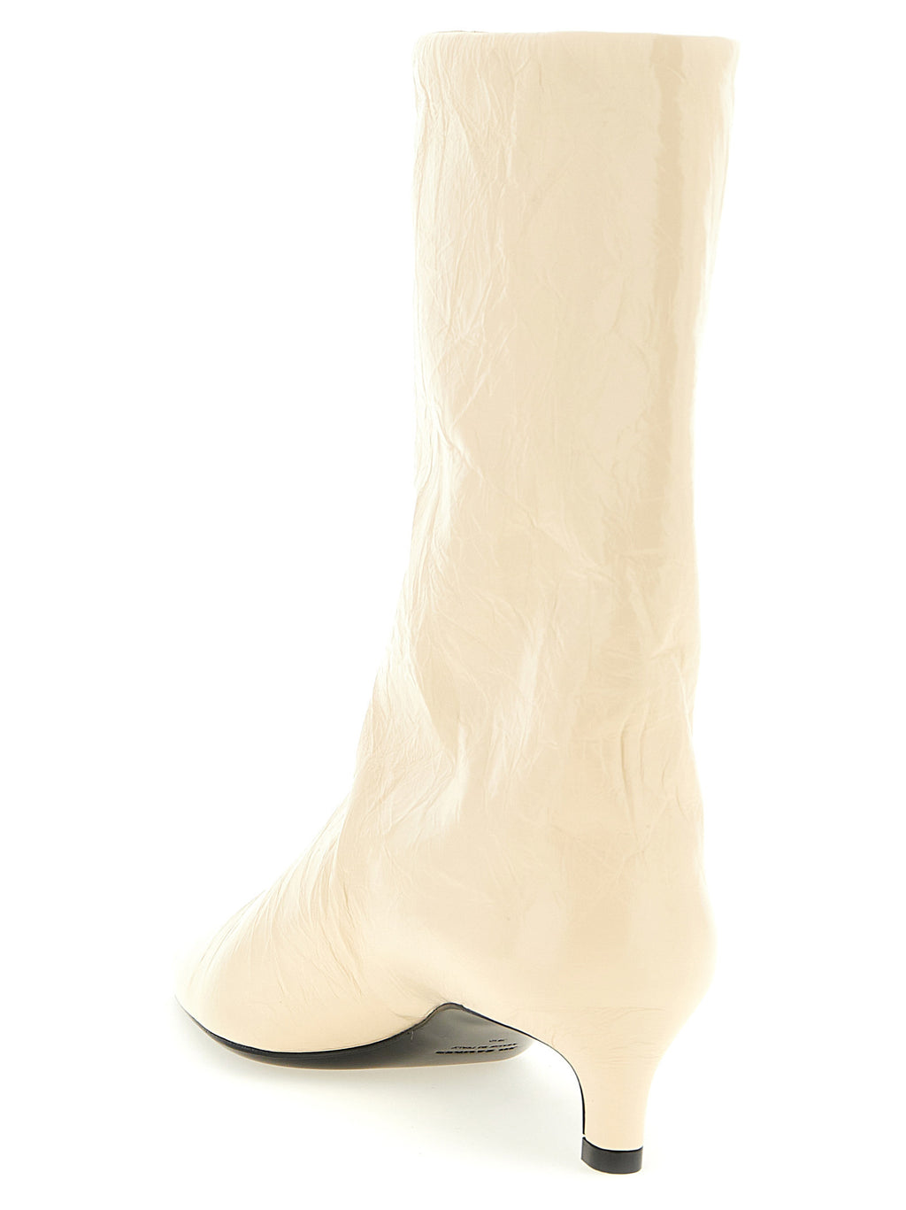 Beige Leather Ankle Boots