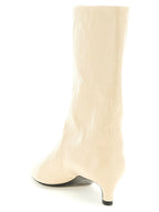 Beige Leather Ankle Boots