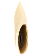 Beige Leather Ankle Boots