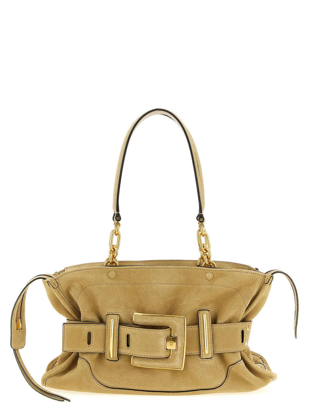 Beige Suede Shoulder Bag