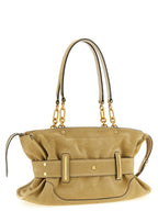 Beige Suede Shoulder Bag