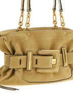 Beige Suede Shoulder Bag
