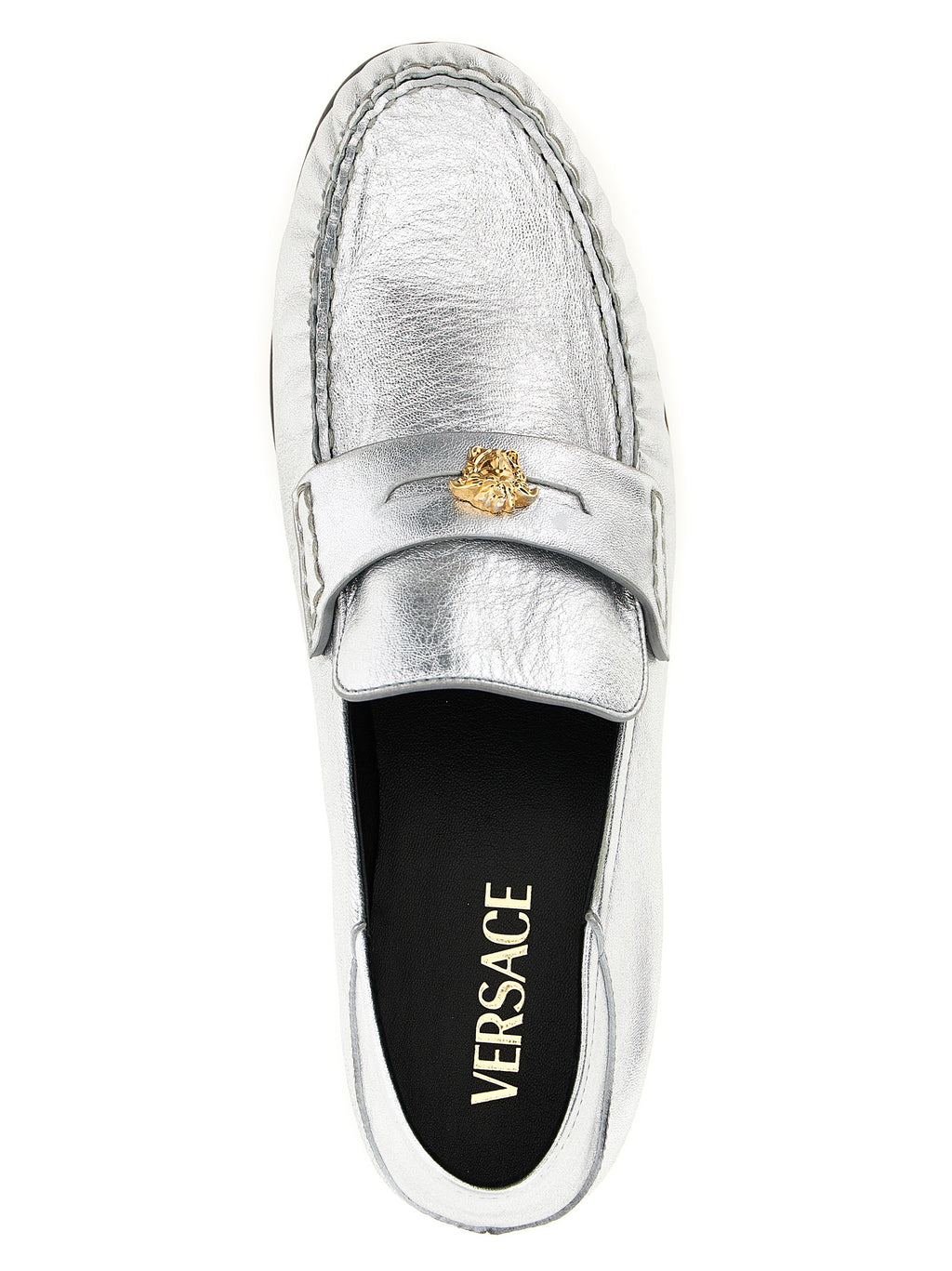 Silver Leather Loafers