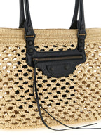 Beige Viscose Shoulder Bag