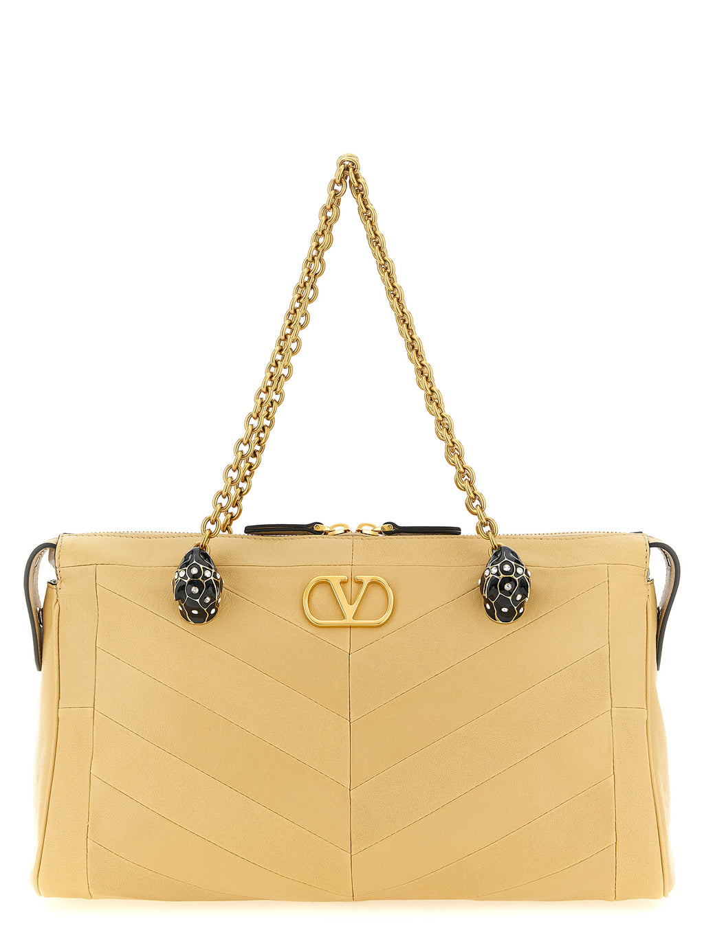 Beige Leather Shoulder Bag