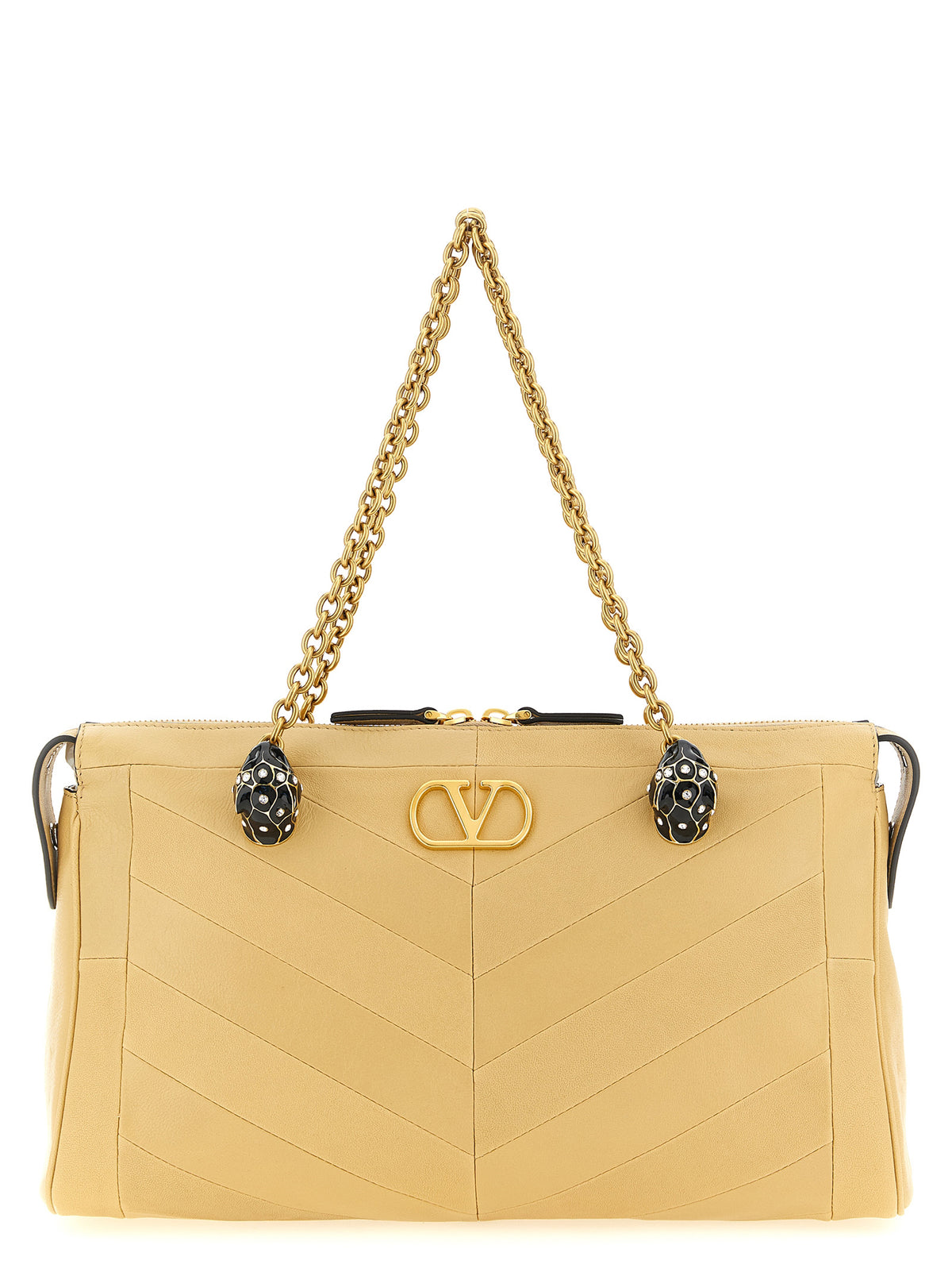 Beige Leather Shoulder Bag
